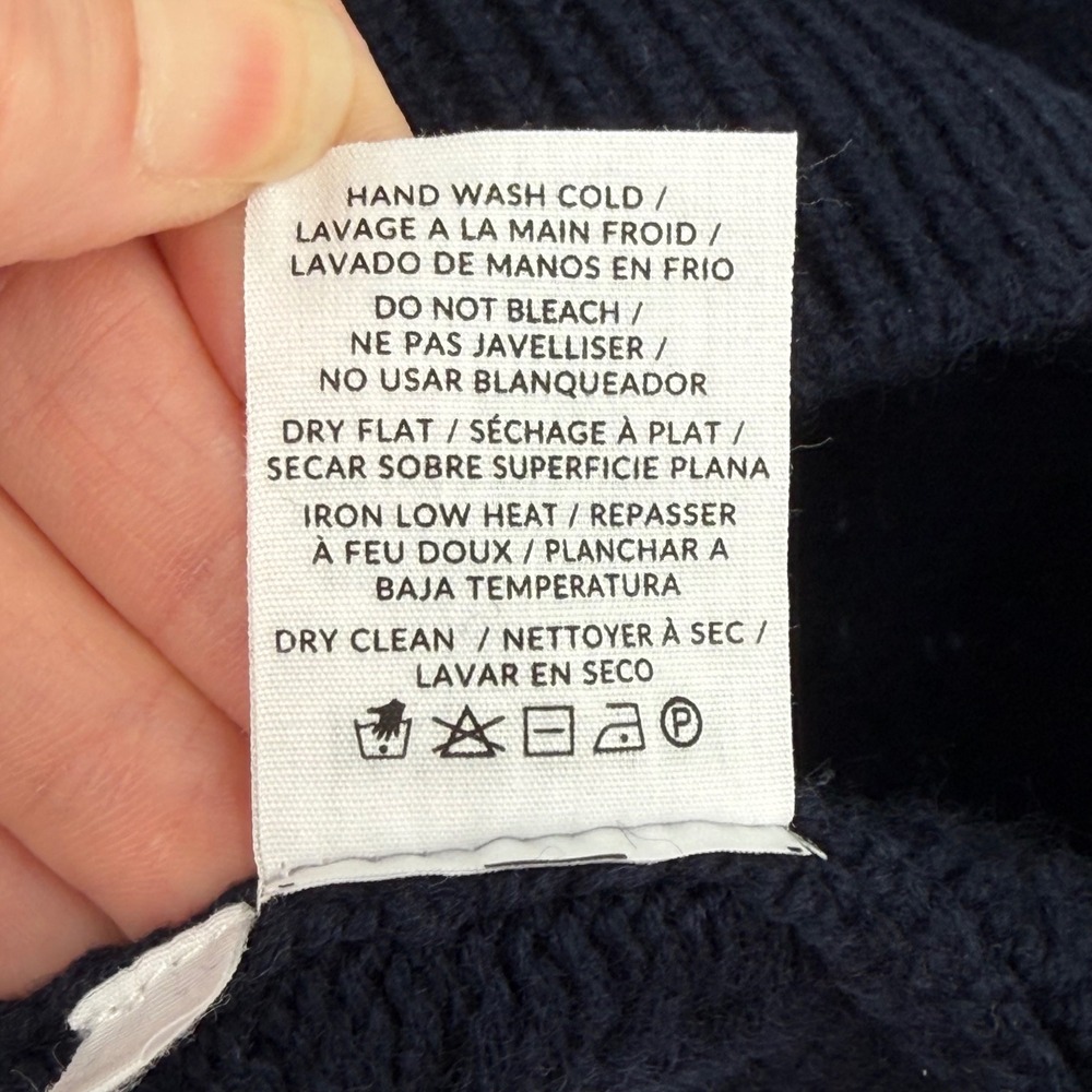 NAADAM Mens XL Wool Cashmere Waffle Knit Sweater Navy Crewneck - Picture 5 of 5